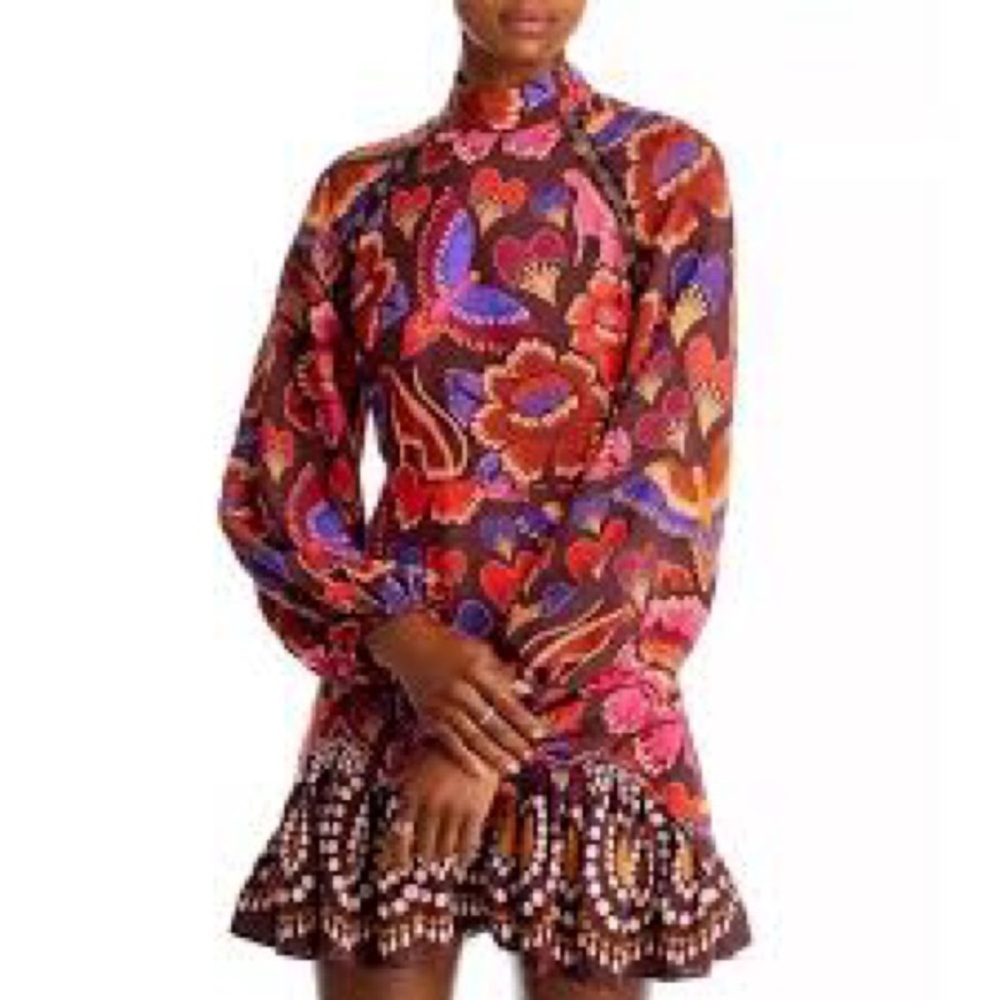 Farm Rio Bright Flora Long Sleeve Dress